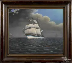 portrait of a sail ship by Albert R. Nemethy, pastel, sold Dec 2014