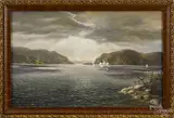 lake scene with a paddlewheel boat by Albert R. Nemethy, oil on canvas, offered Dec 2014
