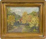 impressionist landscape by Ira McDade, oil on board, offered Dec 2014