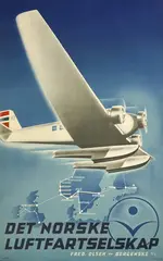 Norwegian Airlines Poster by Harald Damsleth, 1937, lithograph, sold Oct 2023