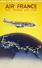 London, Beyrouth, Hanoï, Hong-Kong, Air France Poster by Gerard Alexandre, 1940, lithograph, sold Oct 2023