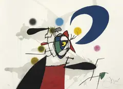 La mégère et la lune (Dupin 582) by Joan Miró, 1973, etching, aquatint, sold Oct 2023