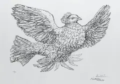 Colombe Volant (Flying Dove) by Pablo Picasso, c. 1952, lithograph, sold Oct 2023