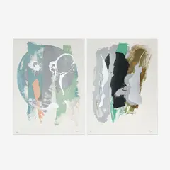 Green and Silver Compositions, 2 Prints by Cleve Gray, serigraph, sold Oct 2023