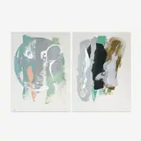 Green and Silver Compositions, 2 Prints by Cleve Gray, serigraph, sold Oct 2023