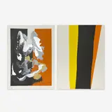 Orange and Black Compositions, 2 Prints by Cleve Gray, serigraph, sold Oct 2023