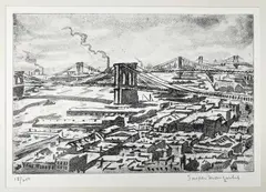 Bridges by Joseph Margulies, etching, sold Oct 2023