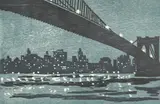 Brooklyn Bridge by Richard Bosman, woodcut, sold Oct 2023