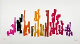 Untitled (Forms in Red and Purple) by Mathias Goeritz, serigraph, sold Oct 2023