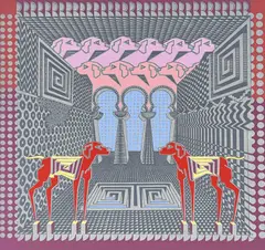 Untitled (Architectural Dogs) by Pedro Friedeberg, serigraph, sold Oct 2023