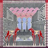 Untitled (Architectural Dogs) by Pedro Friedeberg, serigraph, sold Oct 2023
