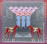 Untitled (Architectural Dogs) by Pedro Friedeberg, serigraph, sold Oct 2023