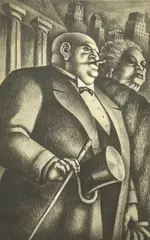 The Pillars by Abe Blashko, 1940, lithograph, sold Oct 2023