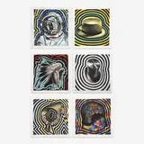 Bicentennial Hats, Set of 6 by Lowell Nesbitt, 1975, serigraph, sold Oct 2023
