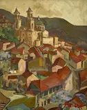 Untitled (Taxco, Mexico) by Albert Bela Bauer, oil on canvas, sold Nov 2023