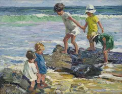 On the Beach by Dorothea Sharp, oil on canvas, sold Nov 2023