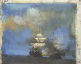 The Boarding and Capture of the French Frigate "Vengeance" by David Fertig, 2004, pastel on paper, sold Nov 2023