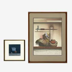 Peace Pipe / Untitled (Still Life with Shell), 2 Works by James Carter, lithograph, sold Nov 2023