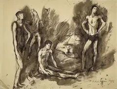 Beach Scene by Pavel Tchelitchew, 1933, ink on paper, sold Nov 2023