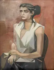 Untitled (Portrait of a Woman) by Leonard Alberts, 1960, oil on canvas, sold Nov 2023