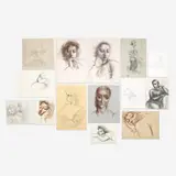 Portraits of Woman, Group of 14 by Clara Klinghoffer, charcoal, graphite, and conté crayon on paper, sold Nov 2023