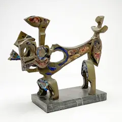 Untitled (Horse and Rider) by John Rhoden, 1968, bronze with glass on marble base, sold Dec 2023