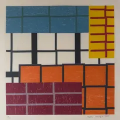 Untitled (Grid Composition) by Stephen Westfall, 2005, woodcut, sold Dec 2023