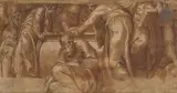 Les Apôtres au tombeau, fragment by Paolo Farinati, Plume et encre brune, lavis brun et gouache blanche sur papier anciennement bleu, sold May 2022