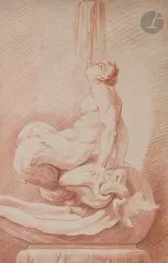 La Fontaine aux tritons by Edme Bouchardon, Sanguine, sold May 2022