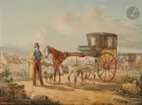 Le Cabriolet by Jacques Francois Joseph Swebach des Fontaines, 1825, Aquarelle, sold May 2022