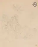 Étude pour L’Automne by Eugène Delacroix, Crayon noir, sold May 2022
