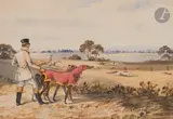 La Course de lévrier by Newton Smith Fielding, 1827, Aquarelle, sold May 2022