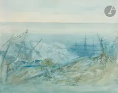 Le Grand cimetière sous la mer by Gustave Doré, Aquarelle sur traits de crayon, sold May 2022