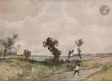 La Loire à Briare by Henri Harpignies, 1886, Aquarelle, sold May 2022