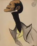 Portrait d’Edmond Rostand by Tomás Julio Leal Camara Da, vers 1903, Collage, gouache et lavis d’encre, sold Apr 2022