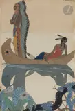 Indiens sur la pirogue by Georges Barbier, 1922, Gouache et encre, sold Apr 2022