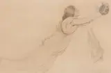Muse à la lyre avec reprise de la lyre by Henri Martin, vers 1881, Pierre noire et sanguine, sold Apr 2022