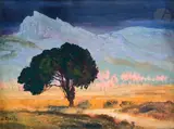 Arbre au crépuscule by Sigismond Jeanes, Gouache et aquarelle, sold Apr 2022