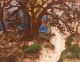 Lueurs à travers la forêt by Sigismond Jeanes, Pastel et aquarelle, sold Apr 2022