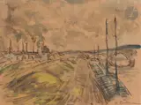 Chemin de halage, péniche amarrée by Armand Guillaumin, Aquarelle, sold Apr 2022