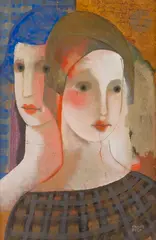 Deux femmes en buste by Béla Kádár, Gouache, sold Apr 2022