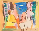 Personnages en terrasse, 1942-43 by Geer van Velde, Gouache, sold Apr 2022