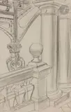 L’Escalier de l’Académie des Beaux-Arts de Karlsruhe by Karl Hubbuch, vers 1925, Crayon noir, sold Apr 2022