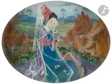 Femme aux fleurs by Ernest Pierre Guérin, 1920, Gouache dans un ovale, sold Apr 2022