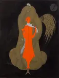 Deux élégantes à la plume et au foulard by Léon Benigni, 1924, Encre, gouache et mine de plomb sur carton fort, sold Apr 2022