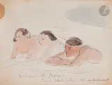 Femmes à la plage by André Dunoyer de Segonzac, Encre et aquarelle, sold Apr 2022