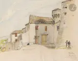 Gordes by Léonard-Tsuguharu Foujita, 1951, Aquarelle sur traits de mine de plomb, sold Apr 2022