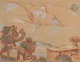Lac italien by Henry de Waroquier, 1906, Gouache sur traits de crayon, sold Apr 2022