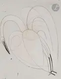 Le Cygne by Henry de Waroquier, Crayon, encre et aquarelle sur papier monté sur papier fort, sold Apr 2022
