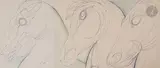 Chevaux (Trois têtes) by Henry de Waroquier, 1938, Encre, crayon et estompe sur, sold Apr 2022